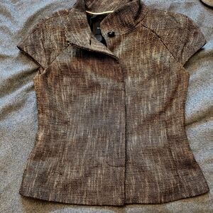 Banana Republic Tweed Grey Short-Sleeve Blazer Sz 4